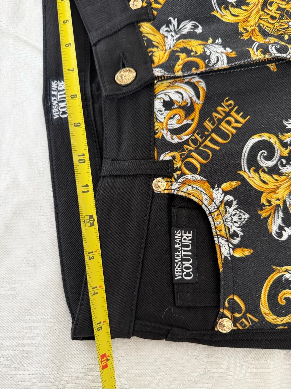New Versace Jeans Couture Black & Gold Baroque Slim Jeans Authentic - Picture 5 of 10